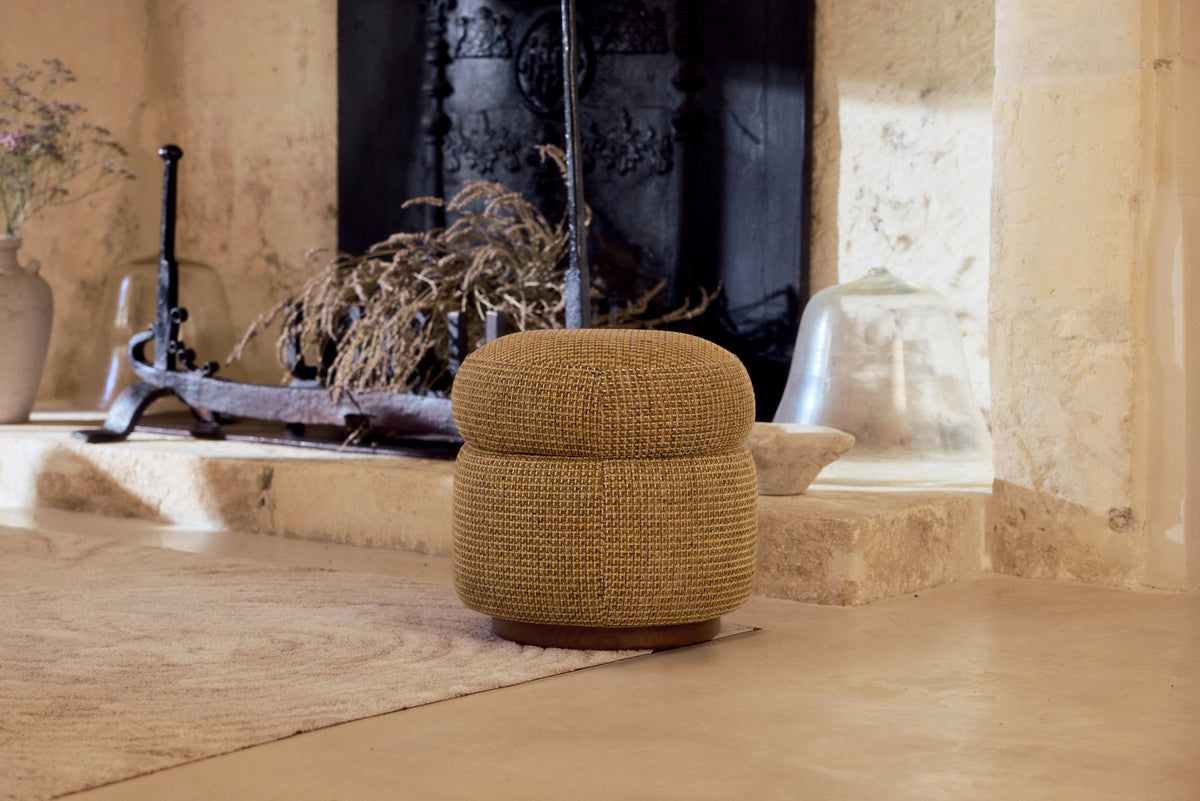 pouf Mosso - tweed jaune miami - vue de face