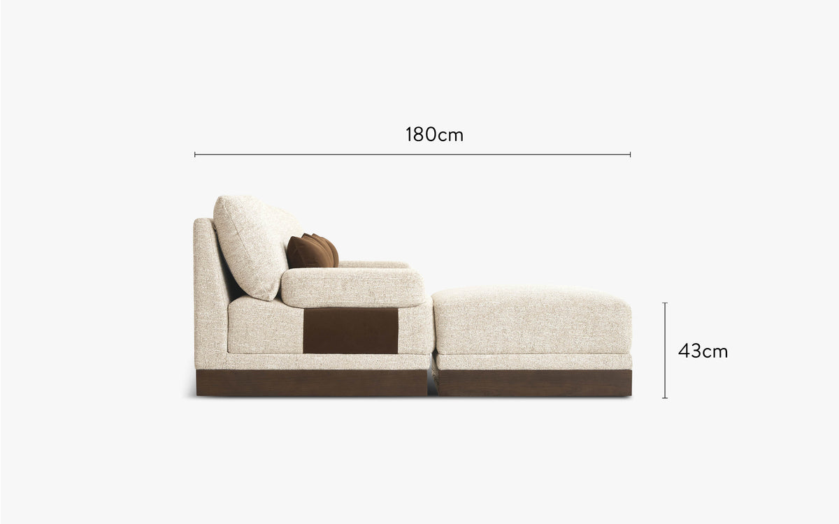 dimensions côté canapé d'angle droit roman tweed écru 4 modules