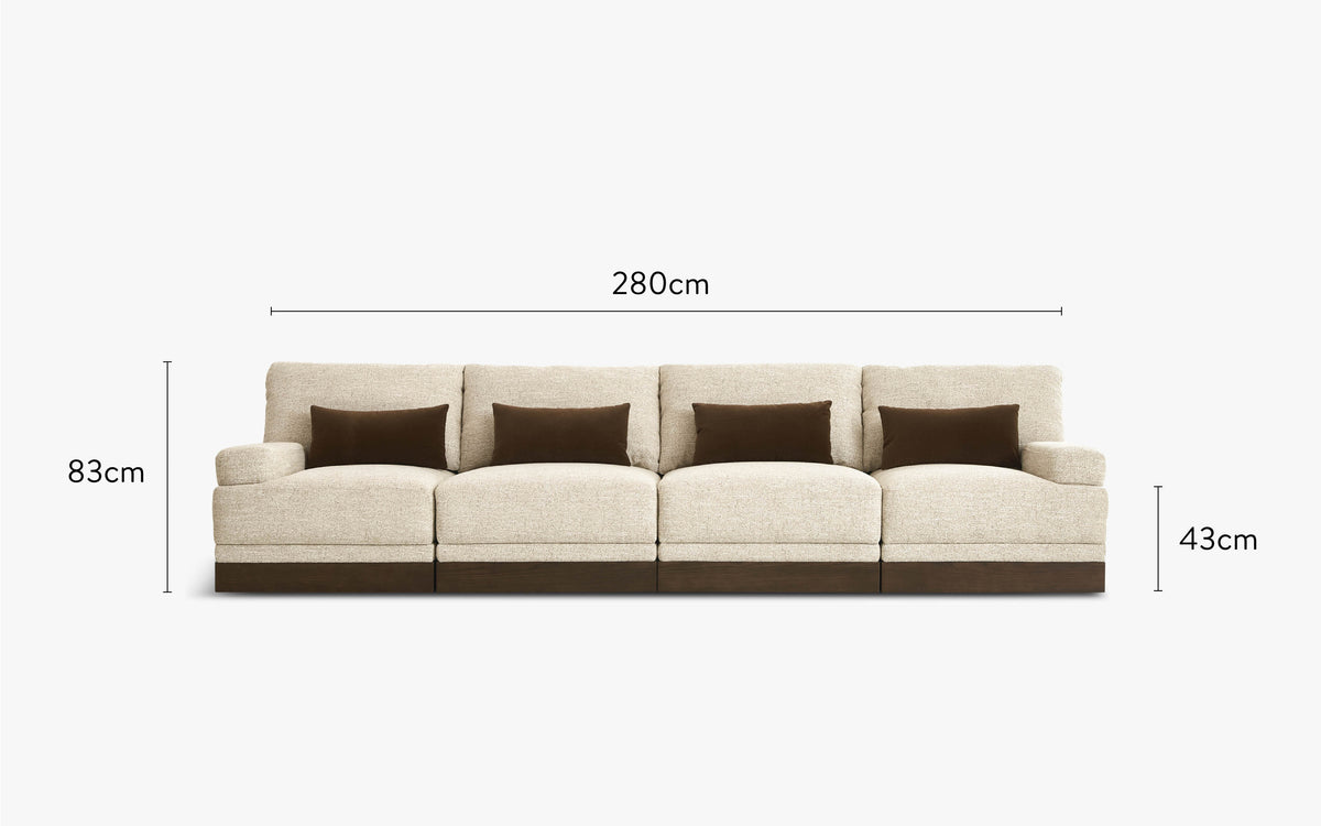 dimensions canapé droit droit roman tweed écru 4 modules
