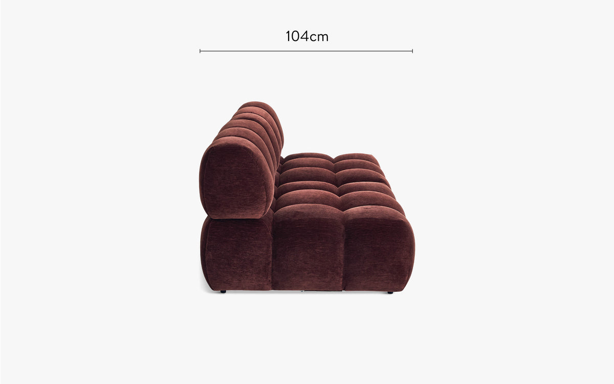 dimensions côté bundle waffle bordeaux canapé droit 2 places - NV Gallery