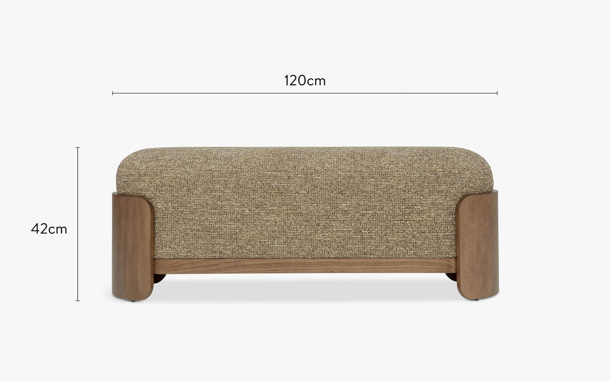 dimensions banc elipse tweed marron écorce