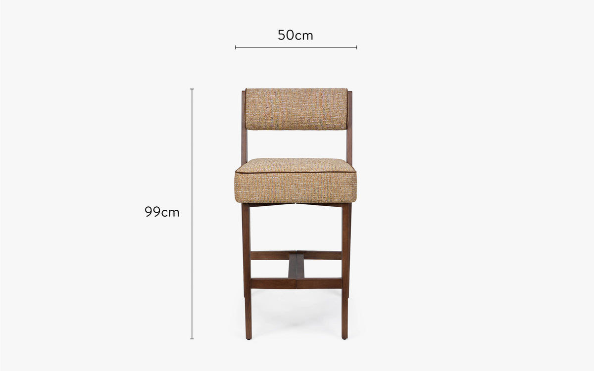 chaise de bar elva tweed marron ristretto face