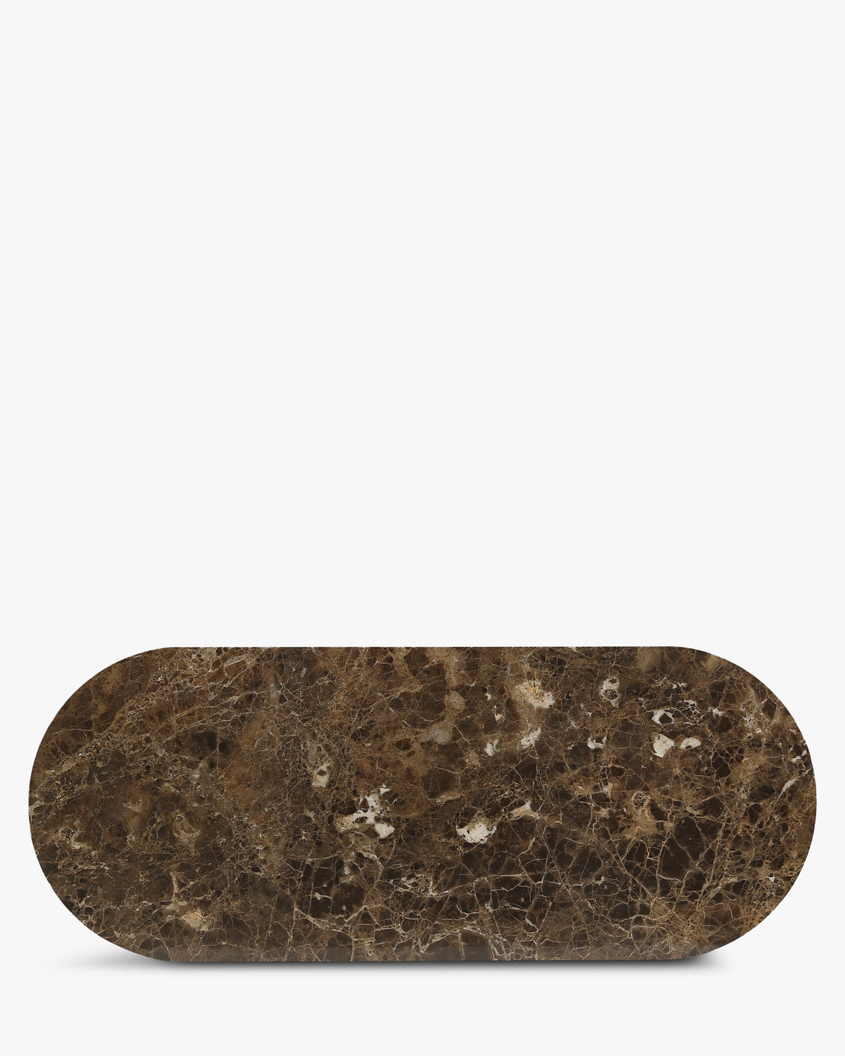 Console Oviedo - marbre dark emperador - plateau ovale vu de dessus