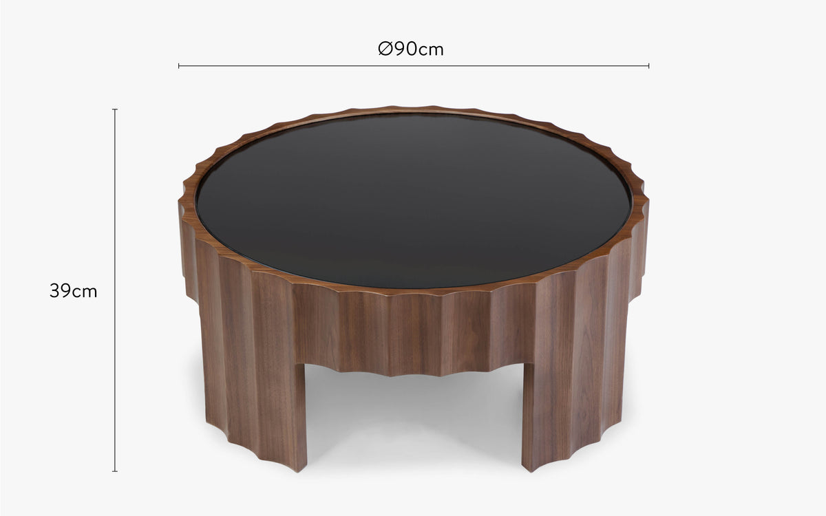dimensions table basse cannaleta verre fumé noir