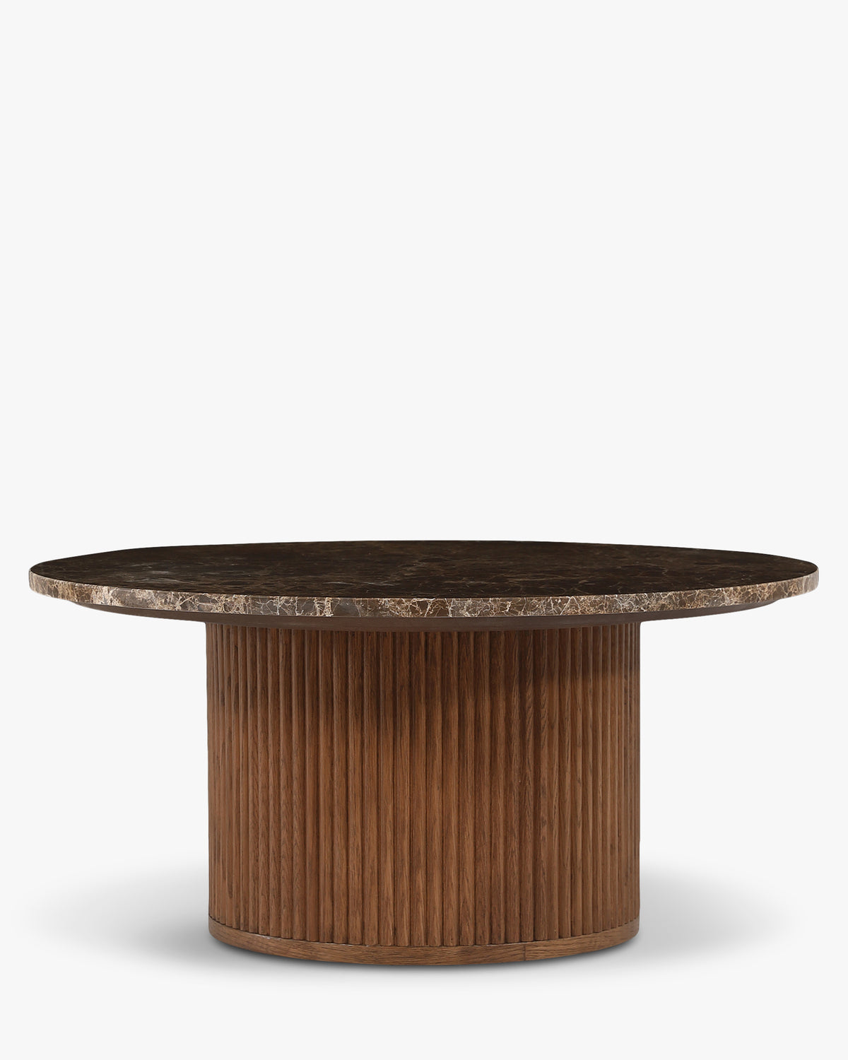 Table basse Oviedo - marbre dark emperador et chêne teinte noyer - vue de face
