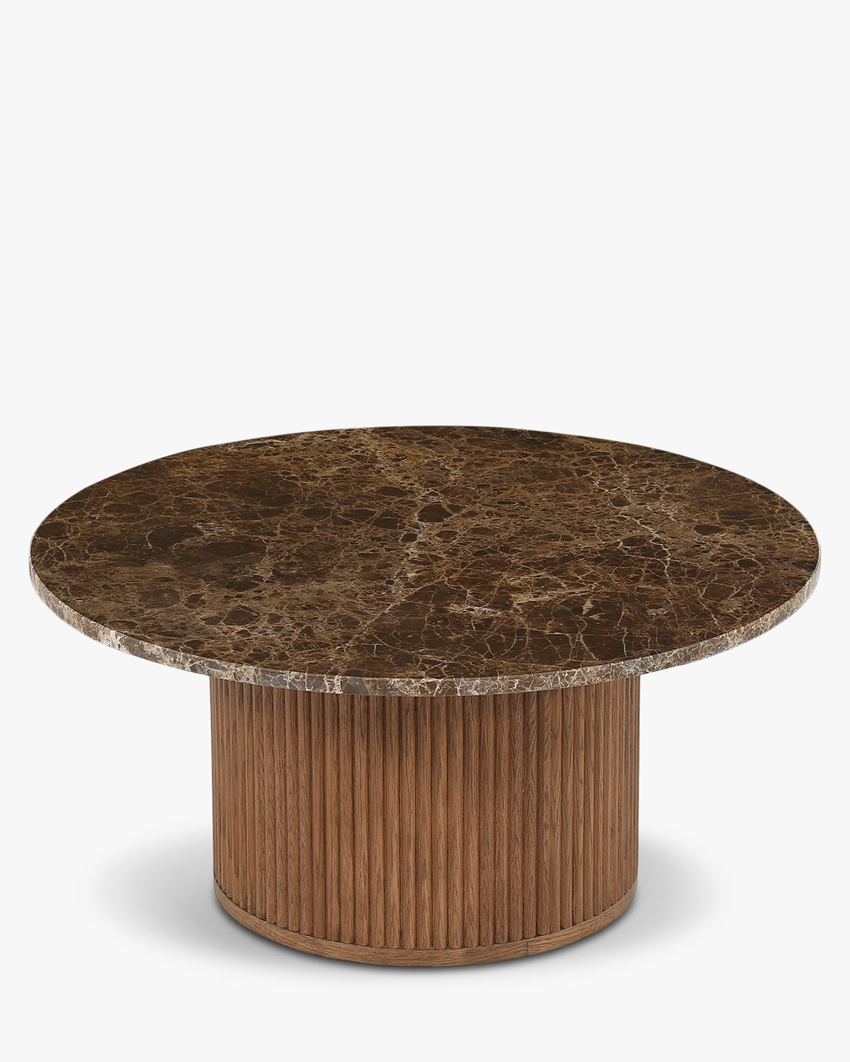 Table basse Oviedo - NV GALLERY - marbre dark emperador et chêne teinte noyer - vue de trois-quarts