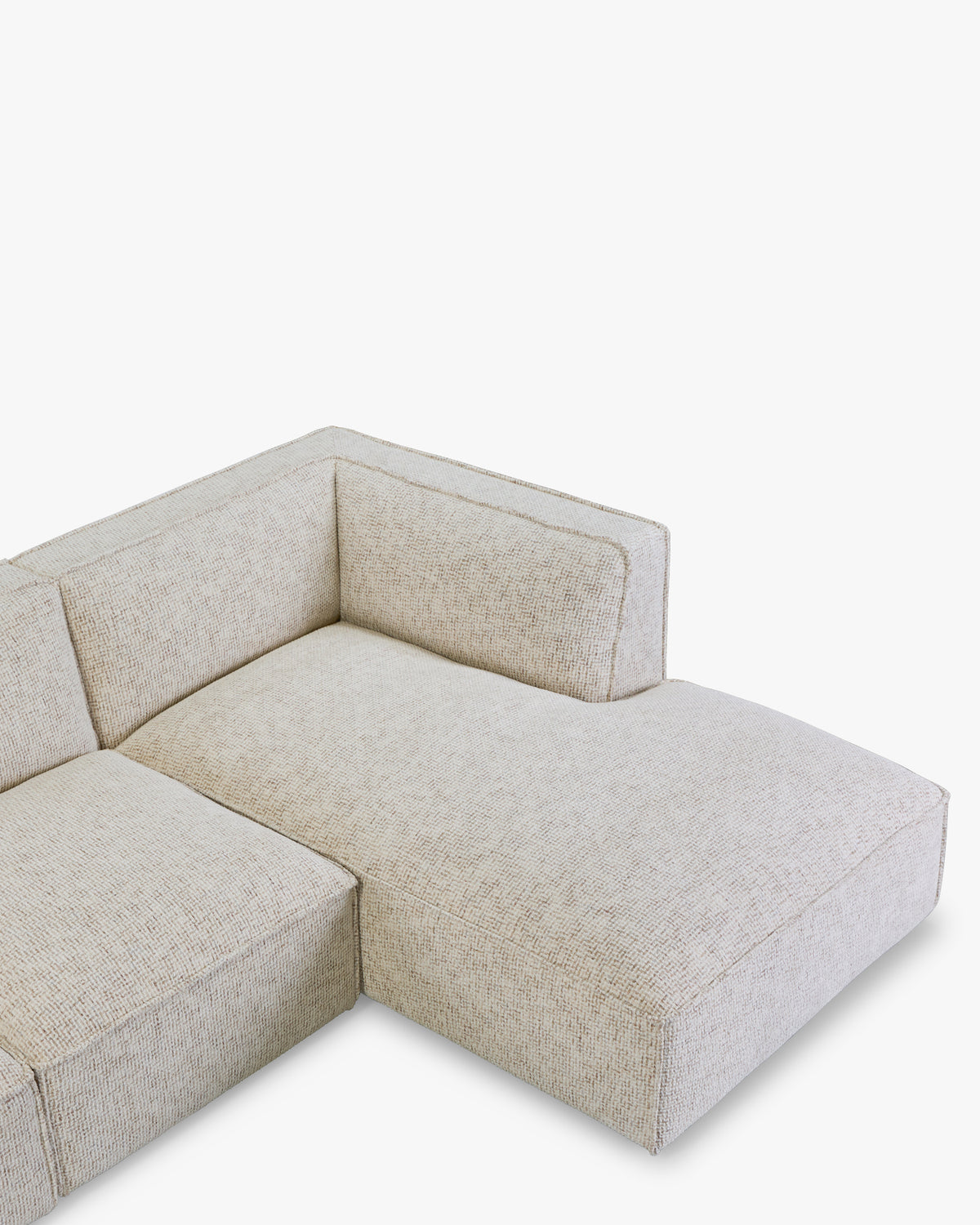 Canapé 3 places d'angle droit Auster - tweed beige moucheté - assise d'angle en détail
