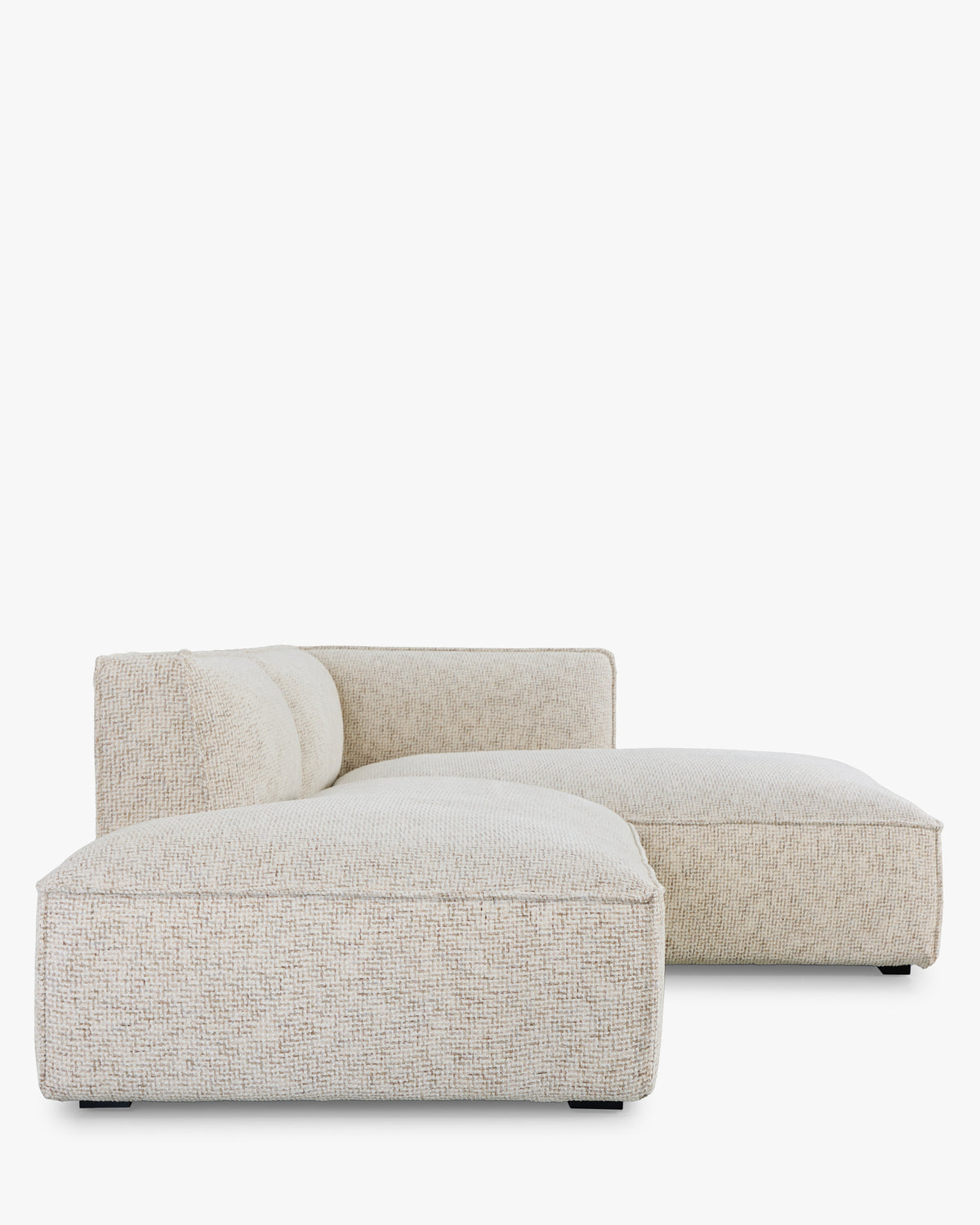 Canapé d'angle droit Auster - tweed beige moucheté - vue de profil