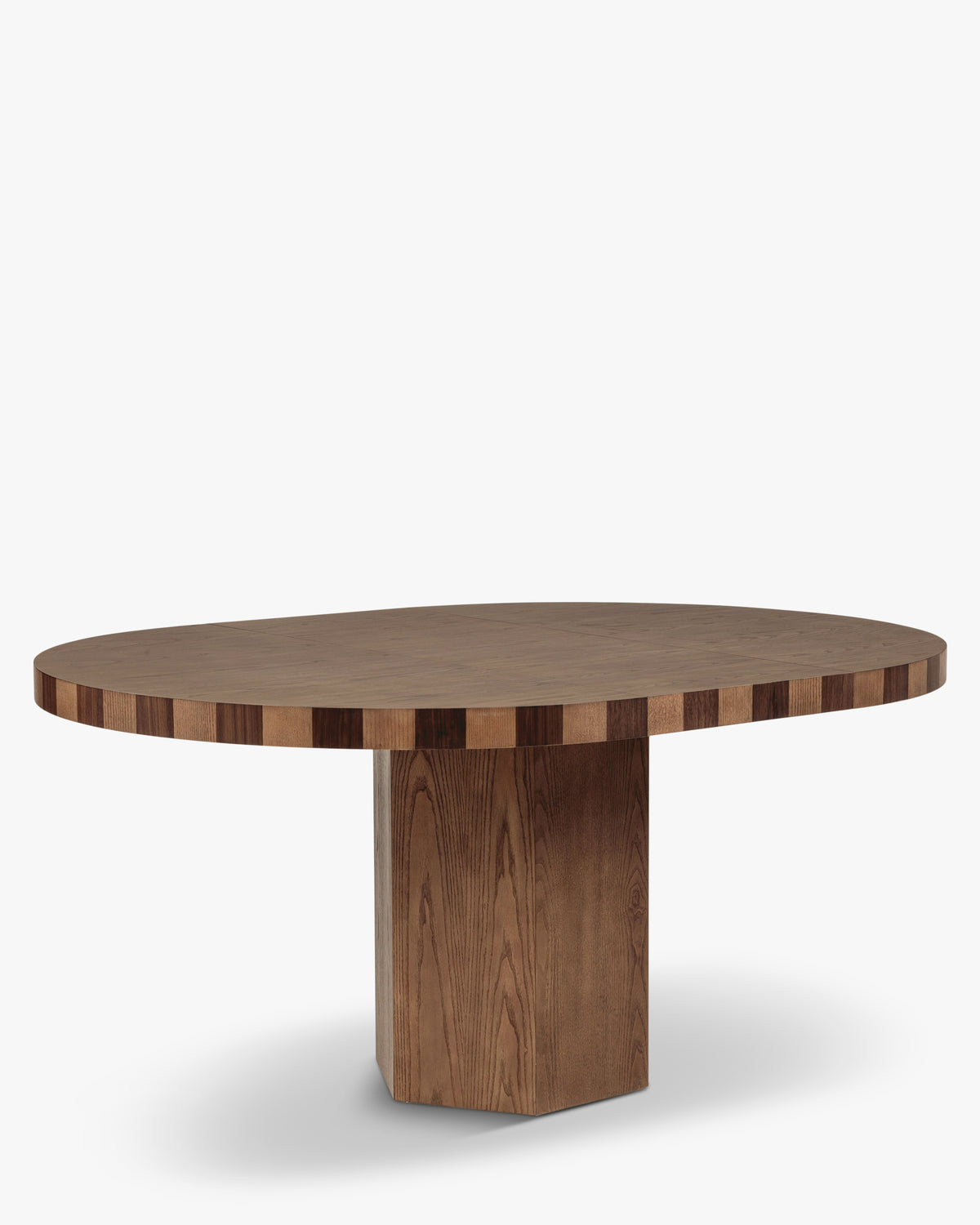 table à manger extensible MODANATA allongée en ovale sur son pied central hexagonal